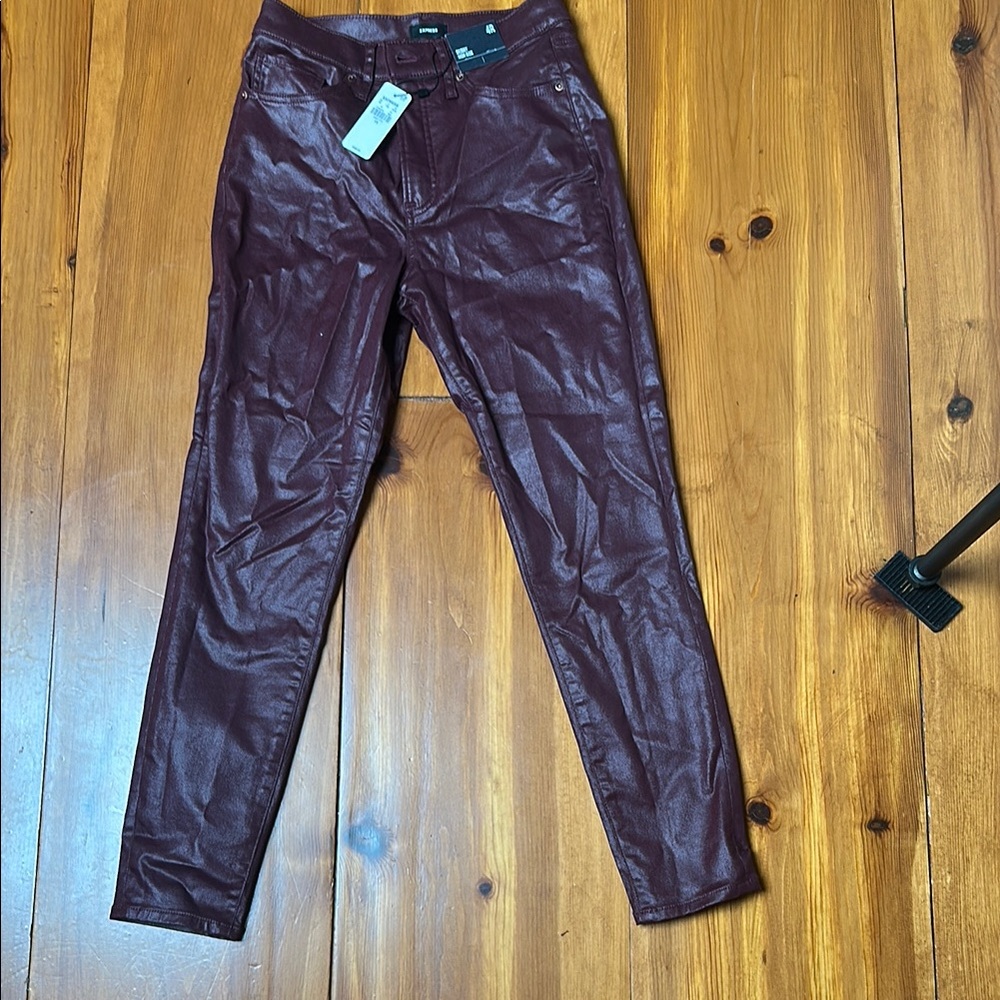 Express Deep Red Faux Leather Pants